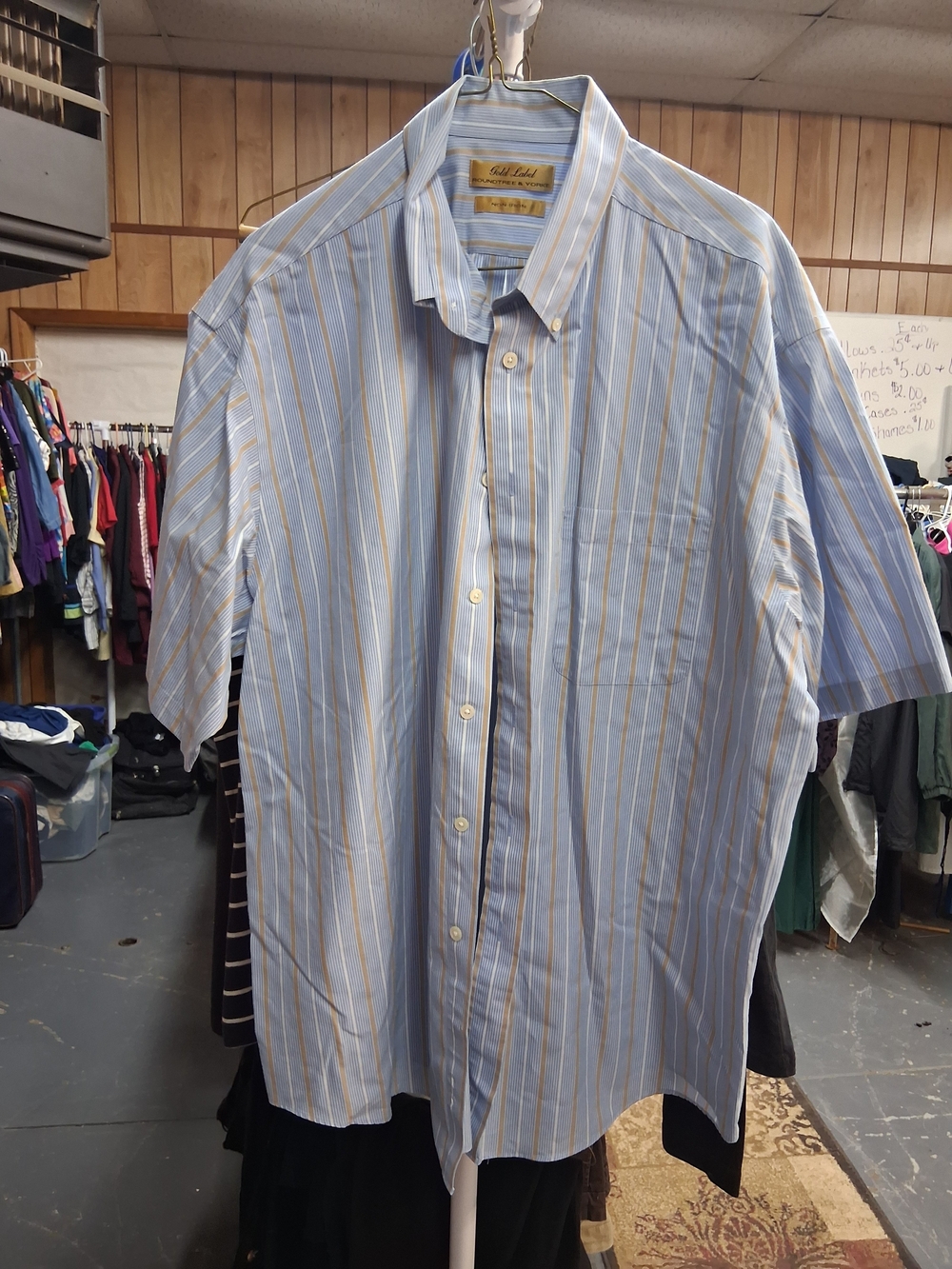 Blue & White Striped Short-Sleeve Button-Down Shirt